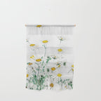 white margaret daisy horizontal watercolor painting Wall Hanging Gallery Image 1