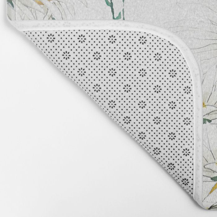 white margaret daisy horizontal watercolor painting Bath Mat Gallery Image 2