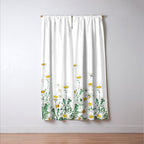 white margaret daisy horizontal watercolor painting Window Curtain Gallery Image 3