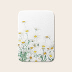 white margaret daisy horizontal watercolor painting Bath Mat Gallery Image 1