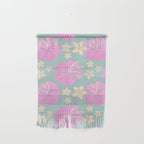 Pink and turquoise hibiscus flowers pattern Wall Hanging Gallery Image 1