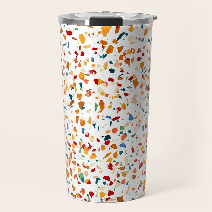 Tan Terrazzo | Eclectic Quirky Confetti Painting | Celebration Colorful Boho Happy Party Graphic  Travel Mug Gallery Image 1
