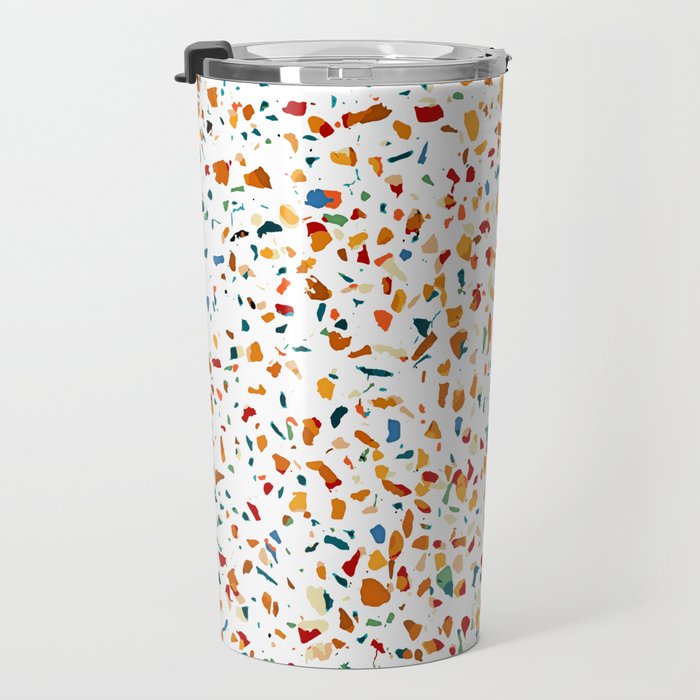 Tan Terrazzo | Eclectic Quirky Confetti Painting | Celebration Colorful Boho Happy Party Graphic  Travel Mug Gallery Image 3