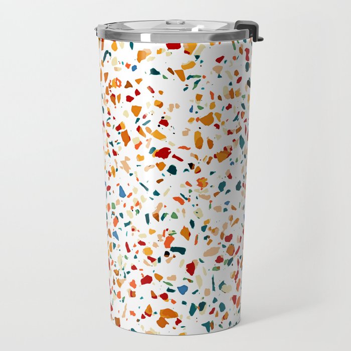 Tan Terrazzo | Eclectic Quirky Confetti Painting | Celebration Colorful Boho Happy Party Graphic  Travel Mug Gallery Image 2