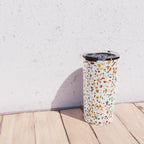 Tan Terrazzo | Eclectic Quirky Confetti Painting | Celebration Colorful Boho Happy Party Graphic  Travel Mug Gallery Image 4