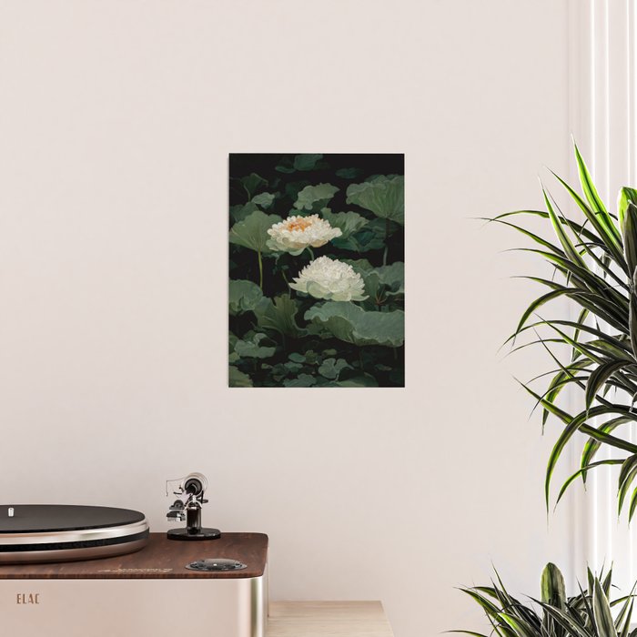 Floral Japandi Wall Art Lotus Flower Print Japanese Wall Art Sage Gree ...