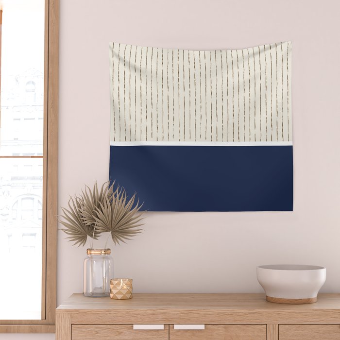 Beige Navy Wall Tapestry Gallery Image 2