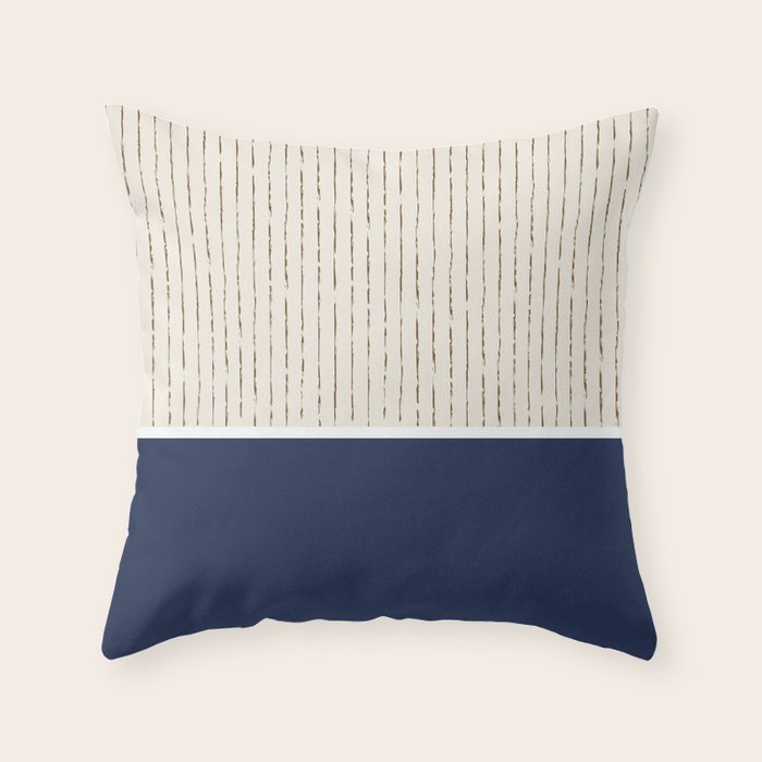 Beige Navy Throw Pillow Gallery Image 1