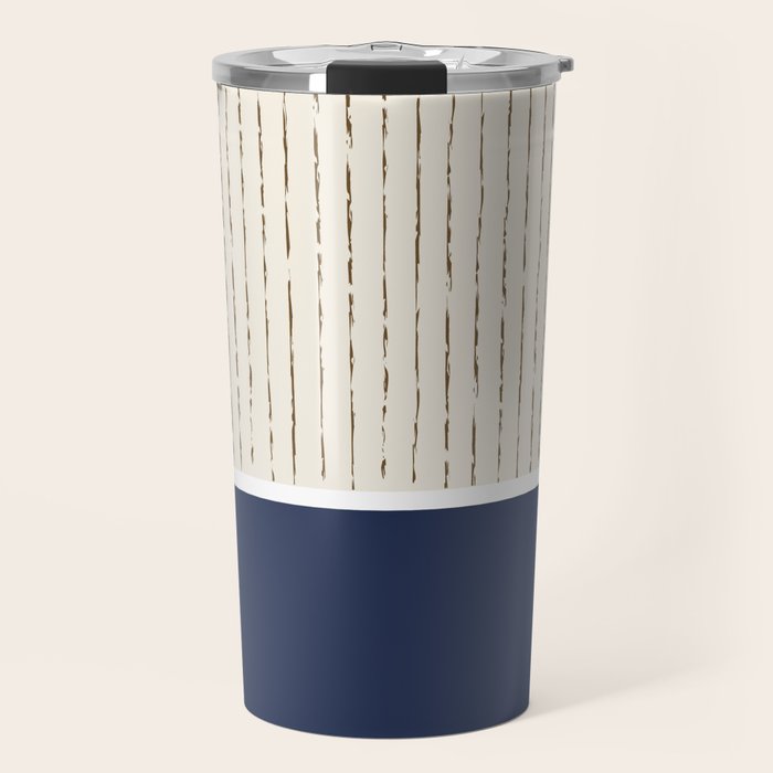 Beige Navy Travel Mug Gallery Image 1