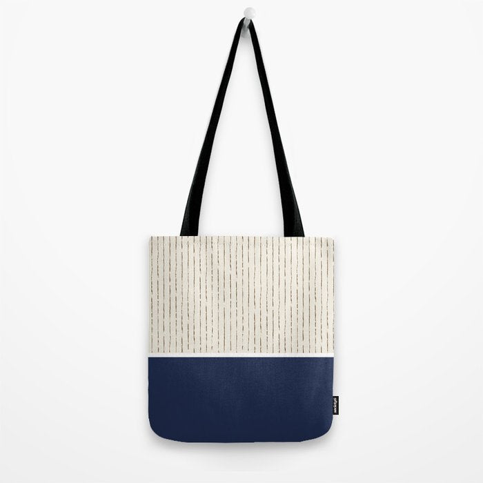 Beige Navy Tote Bag Gallery Image 2