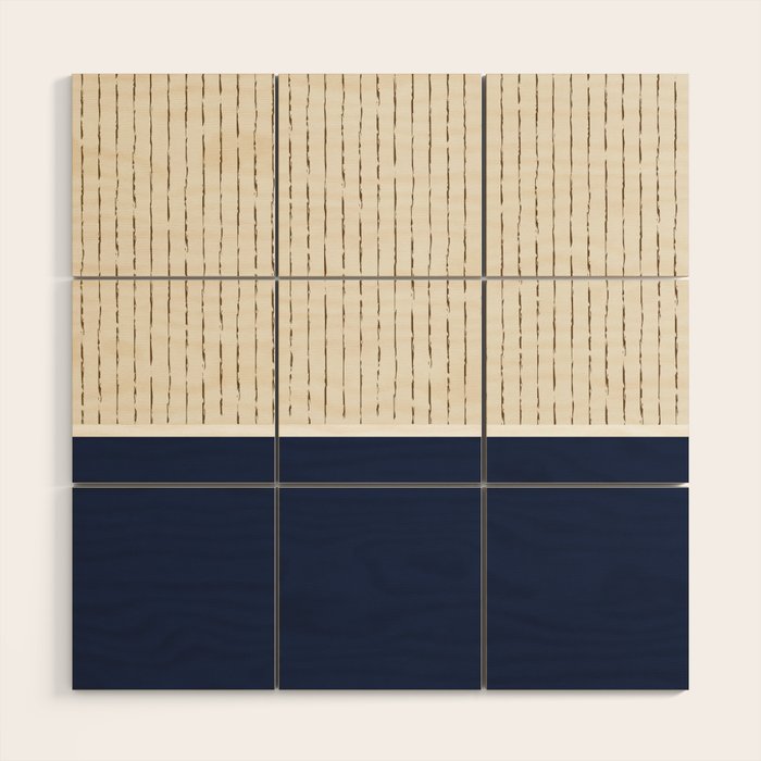 Beige Navy Wood Wall Art Gallery Image 1