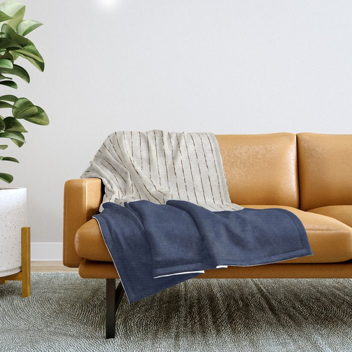 Beige Navy Throw Blanket Gallery Image 1