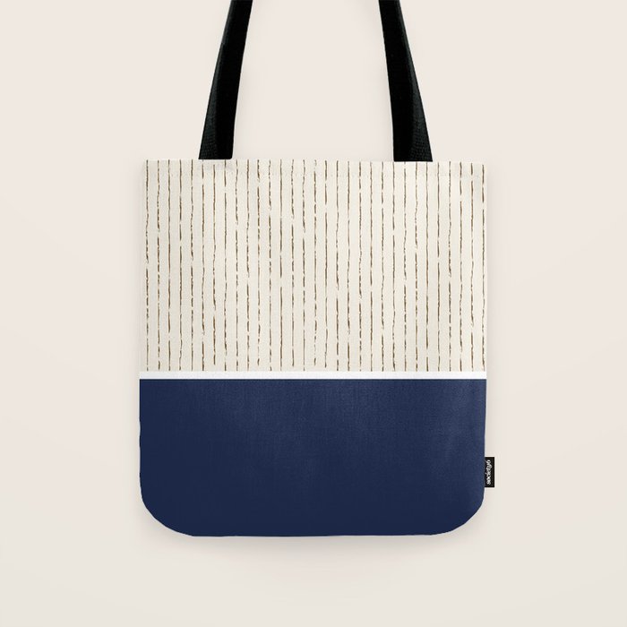 Beige Navy Tote Bag Gallery Image 1
