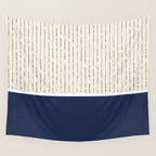 Beige Navy Wall Tapestry Gallery Image 4