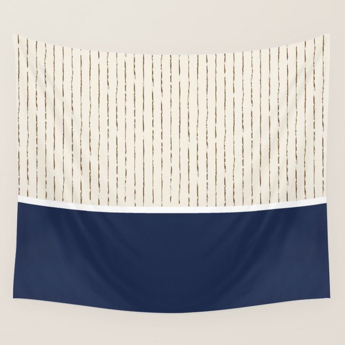 Beige Navy Wall Tapestry Gallery Image 1