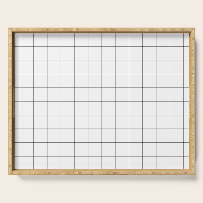 Windowpane Check Grid (black/white) Serving Tray Gallery Image 1