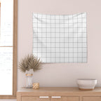 Windowpane Check Grid (black/white) Wall Tapestry Gallery Image 2