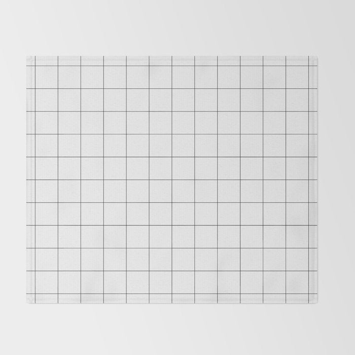 Windowpane Check Grid (black/white) Throw Blanket Gallery Image 2