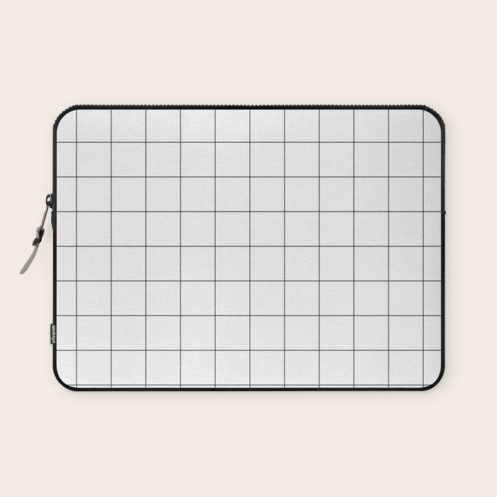 Windowpane Check Grid (black/white) Laptop Sleeve Gallery Image 1