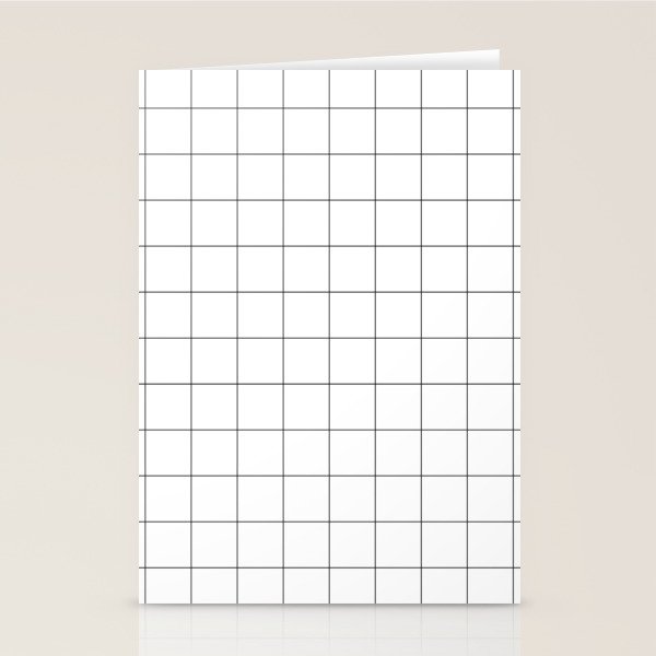 Windowpane Check Grid (black/white) Stationery Card Gallery Image 2