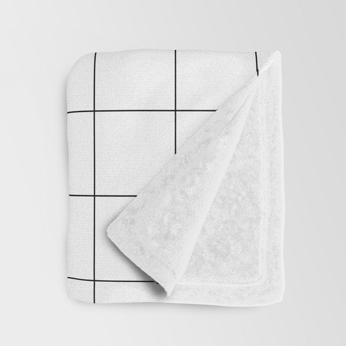 Windowpane Check Grid (black/white) Throw Blanket Gallery Image 3