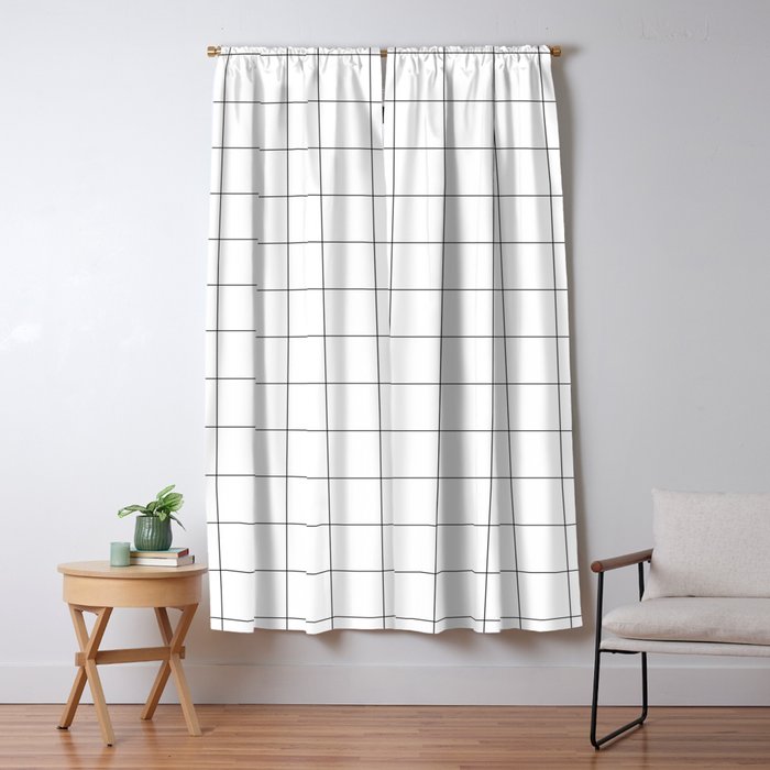 Windowpane Check Grid (black/white) Window Curtain Gallery Image 5