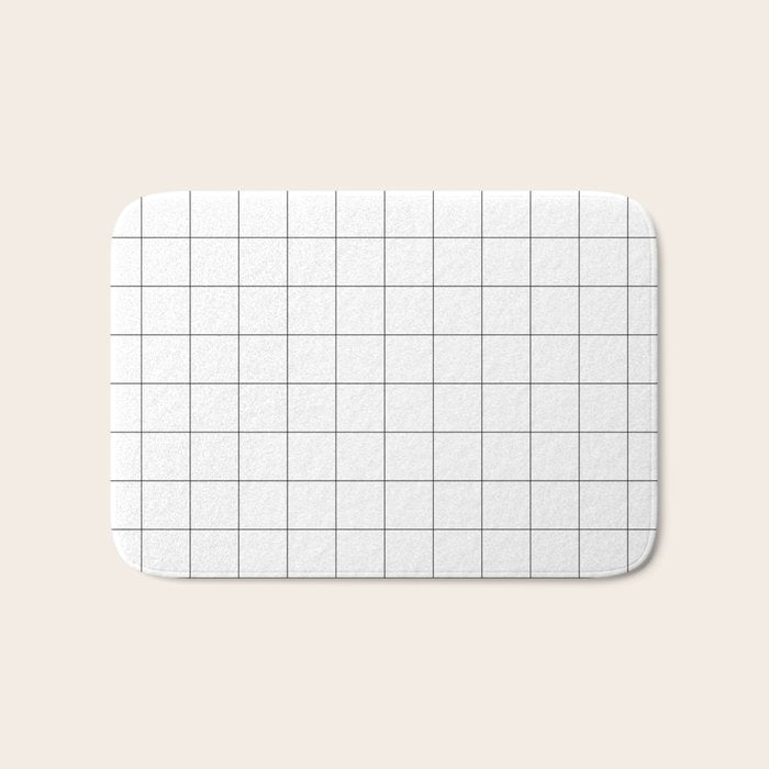Windowpane Check Grid (black/white) Bath Mat Gallery Image 1
