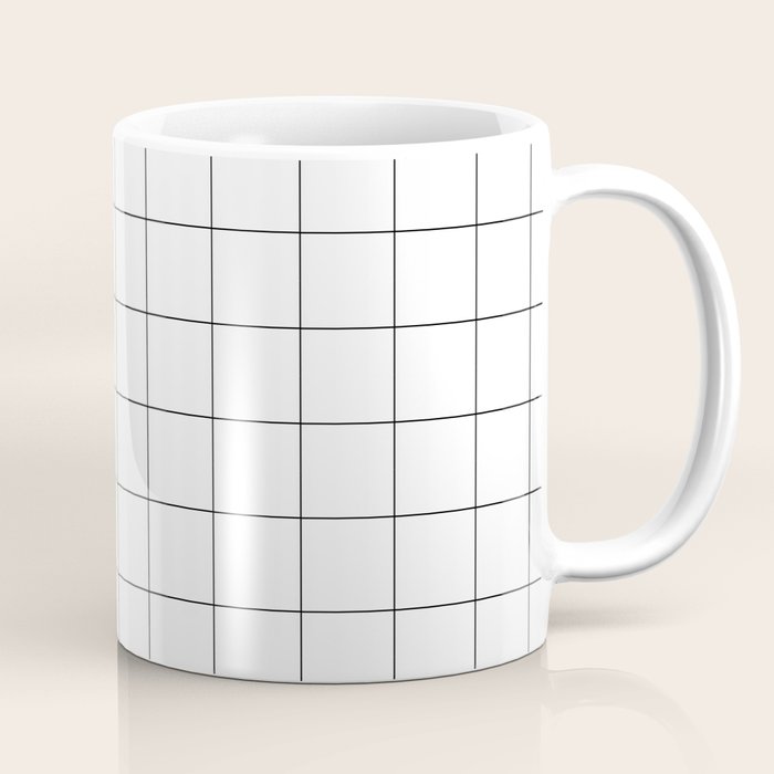 Windowpane Check Grid (black/white) Coffee Mug Gallery Image 1