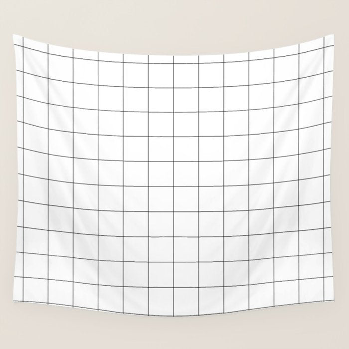 Windowpane Check Grid (black/white) Wall Tapestry Gallery Image 4