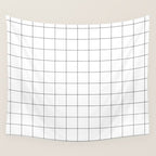 Windowpane Check Grid (black/white) Wall Tapestry Gallery Image 4