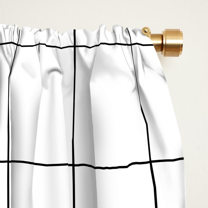 Windowpane Check Grid (black/white) Window Curtain Gallery Image 2
