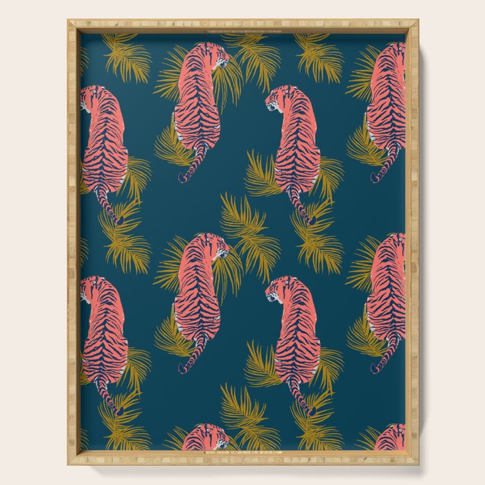 Paisley Tiger - navy Serving Tray Gallery Image 1