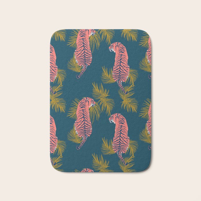 Paisley Tiger - navy Bath Mat Gallery Image 1