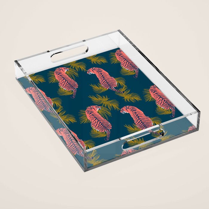 Paisley Tiger - navy Acrylic Tray Gallery Image 1