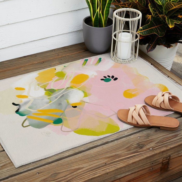 floral abstract spring bouquet 2 Outdoor Rug Gallery Image 2