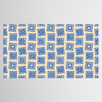 Vintage blue flower postage stamp pattern Tablecloth Gallery Image 2