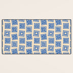 Vintage blue flower postage stamp pattern Desk Mat Gallery Image 3