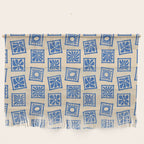 Vintage blue flower postage stamp pattern Wall Hanging Gallery Image 1