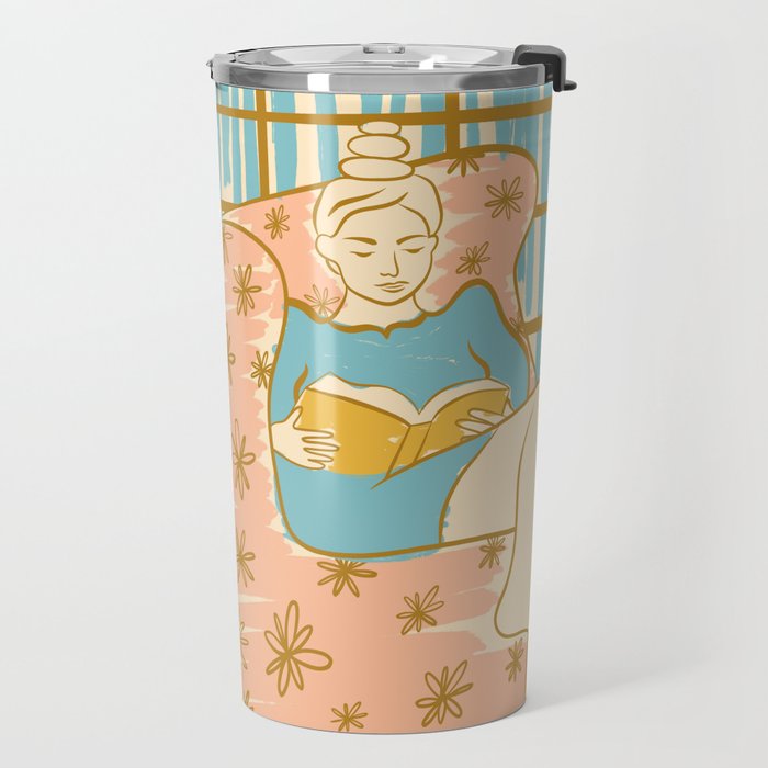 Portrait of a Woman Reading - Quiet Time 1 Travel Mug Gallery Image 2