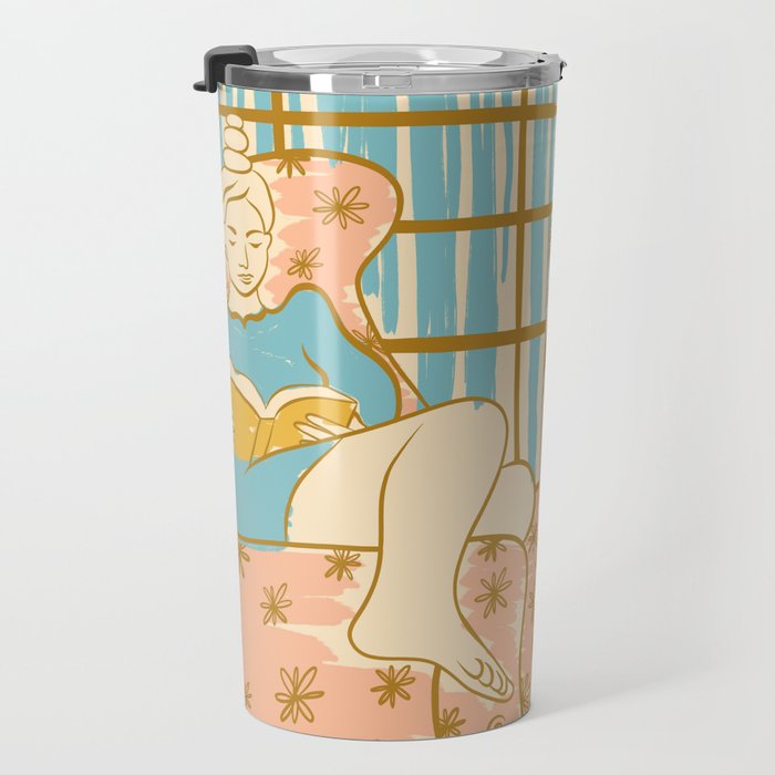 Portrait of a Woman Reading - Quiet Time 1 Travel Mug Gallery Image 3