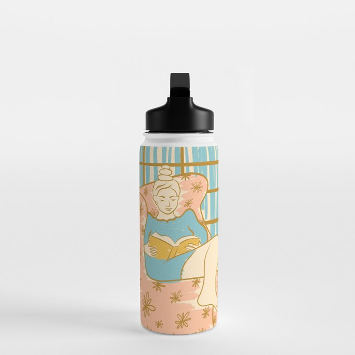 Portrait of a Woman Reading - Quiet Time 1 Water Bottle Gallery Image 3