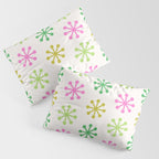 Retro Snowflakes - Pink & Green Pillow Sham Gallery Image 3