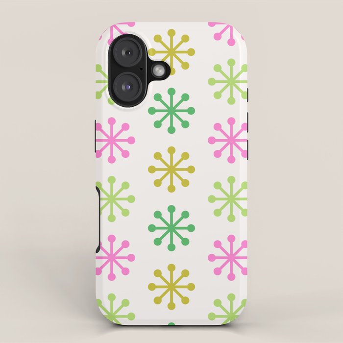 Retro Snowflakes - Pink & Green iPhone Case Gallery Image 1