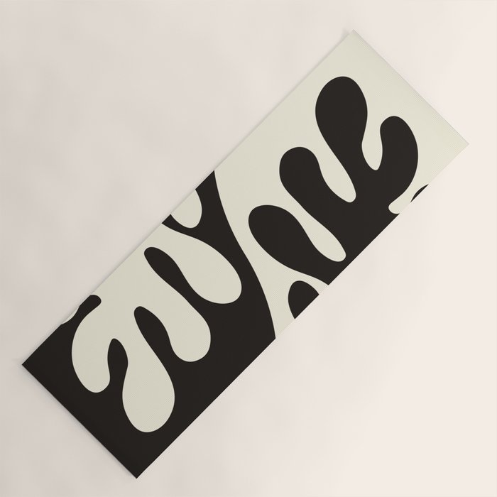 Matisse Inspired Yin Yang Leaf Cutouts in Black & Off White Yoga Mat Gallery Image 1