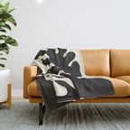Matisse Inspired Yin Yang Leaf Cutouts in Black & Off White Throw Blanket Gallery Image 1