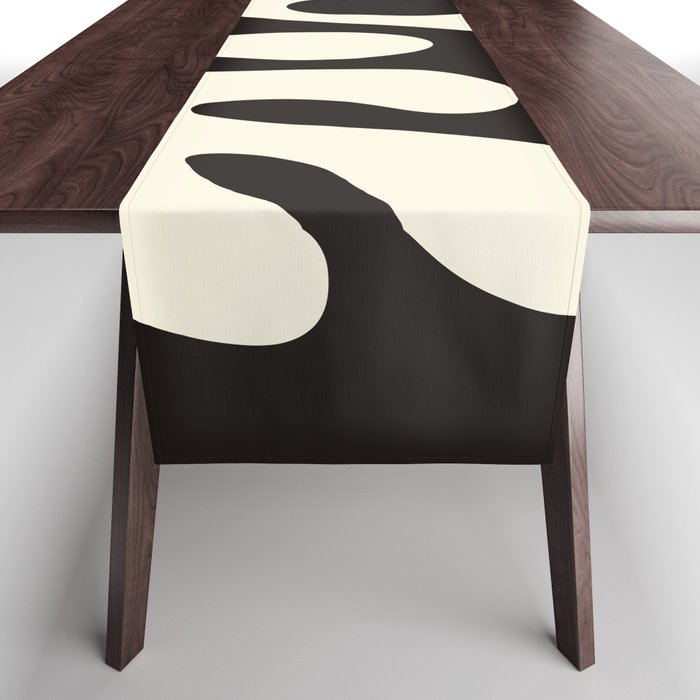 Matisse Inspired Yin Yang Leaf Cutouts in Black & Off White Table Runner Gallery Image 1