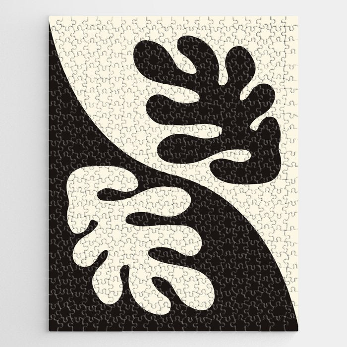 Matisse Inspired Yin Yang Leaf Cutouts in Black & Off White Jigsaw Puzzle Gallery Image 1