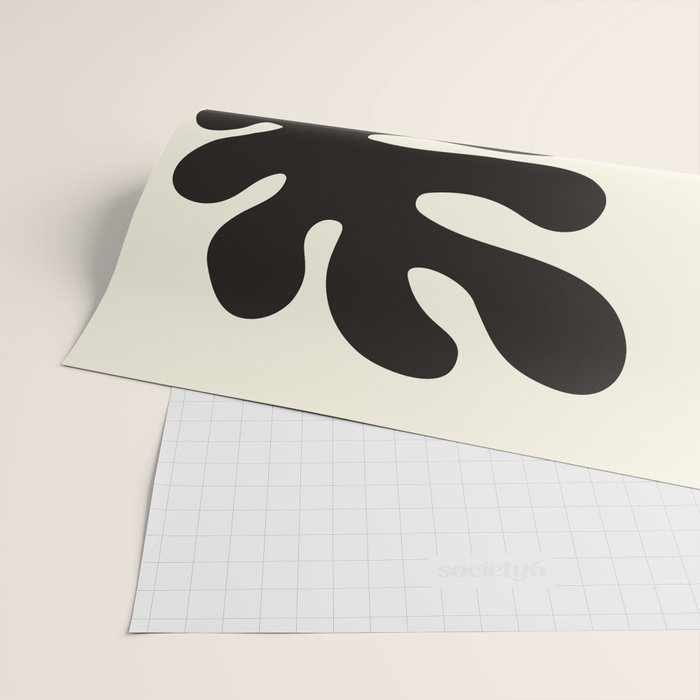 Matisse Inspired Yin Yang Leaf Cutouts in Black & Off White Wrapping Paper Gallery Image 2