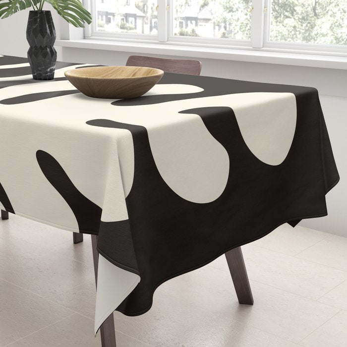 Matisse Inspired Yin Yang Leaf Cutouts in Black & Off White Tablecloth Gallery Image 3