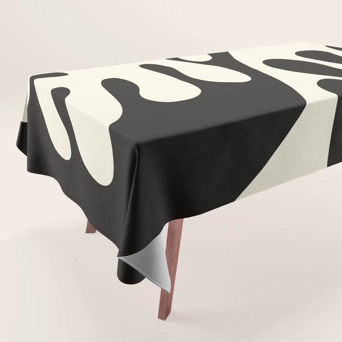 Matisse Inspired Yin Yang Leaf Cutouts in Black & Off White Tablecloth Gallery Image 1